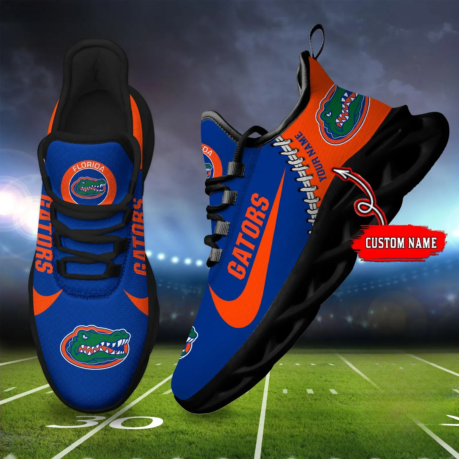 Personalized NCAA Florida Gators Max Soul Shoes, Custom Name College Football Fan Sneakers, New Season Sport Running Shoes