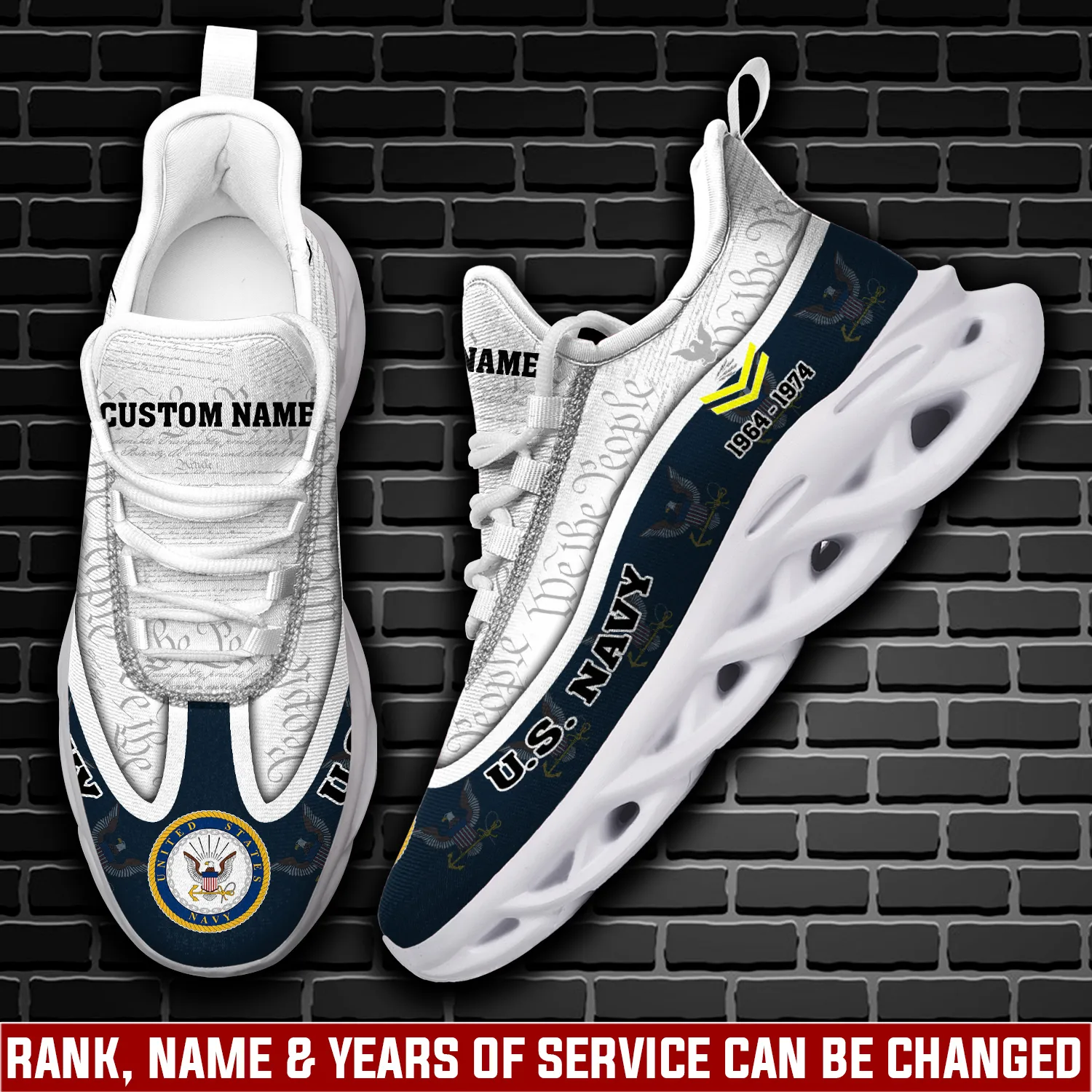 US Navy All Gave Some, Some Gave All Max Soul Shoes, Personalized Rating, Rank, Name and Years, Veteran Sneakers, Sailor Gift for Dad