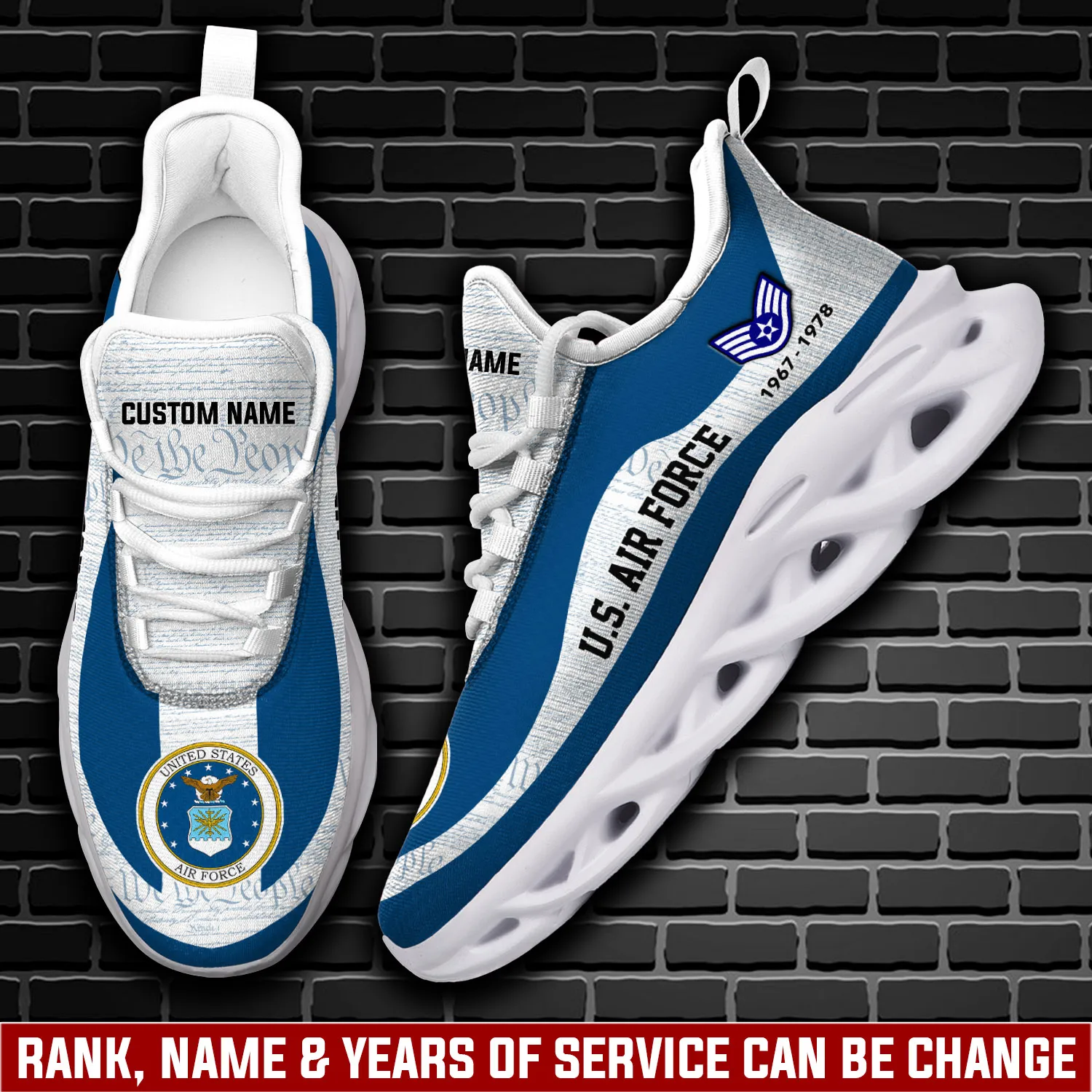 US Air Force E-8 Air Force Senior Master Sergeant Max Soul Shoes, Personalized Rank Years and Custom Name Sneakers, Airman Veteran Gift for Dad