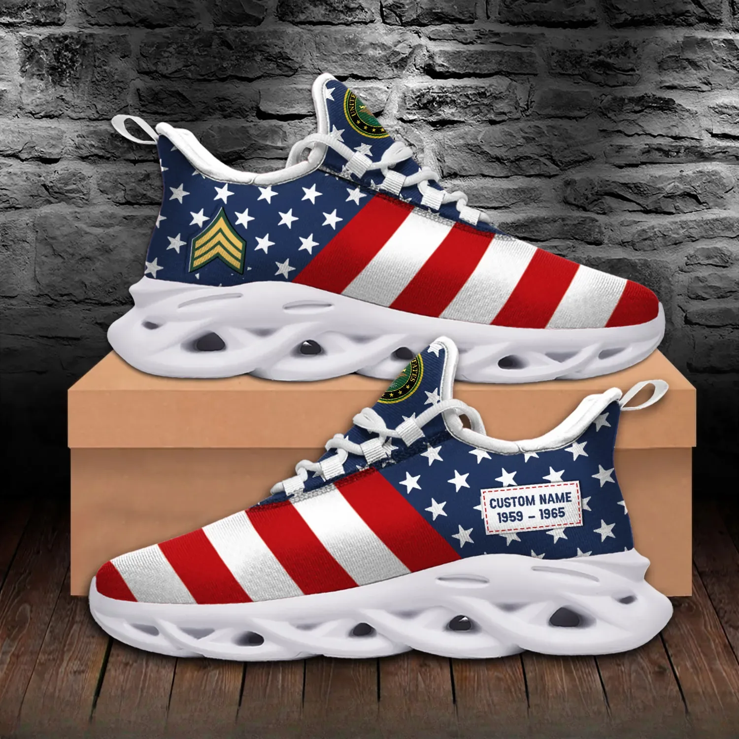 US Army E-9 Army Command Sergeant Major Max Soul Shoes, Personalized Rank and Name Veteran Sneakers, Military Gift for Dad