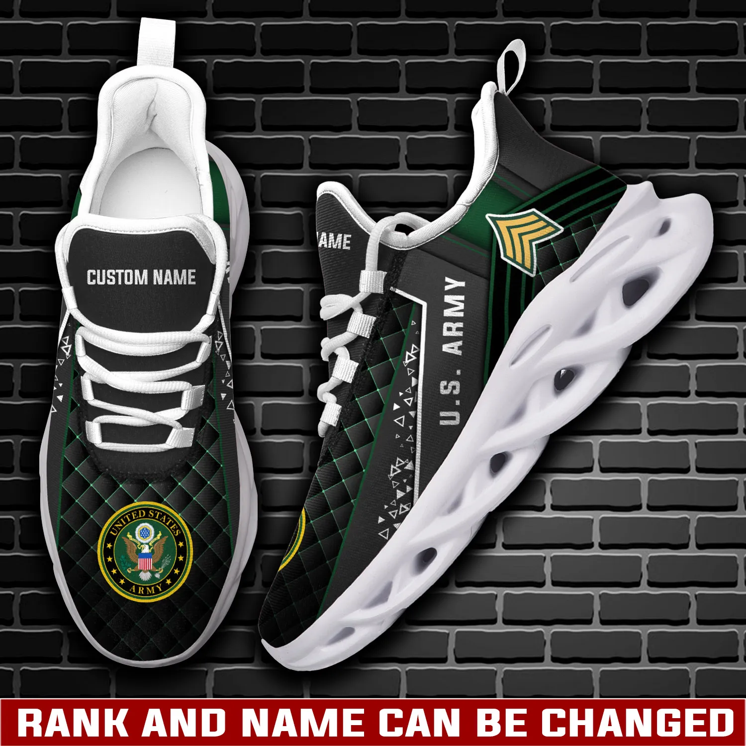 US Army O-5 Army Lieutenant Colonel Max Soul Shoes, Personalized Rank and Custom Name Sneakers, Officer Veteran Gift, Military Retirement Present
