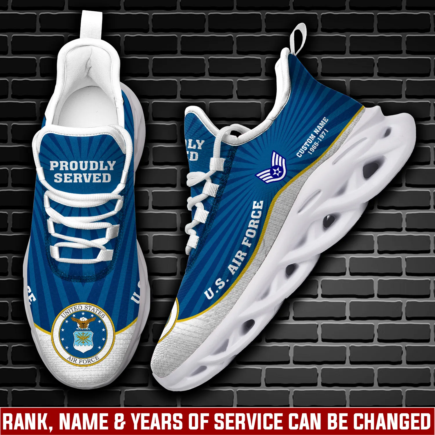 US Air Force E-8 Air Force Senior Master Sergeant Max Soul Shoes, Personalized Rank Name and Years, Air Force Veteran Sneakers