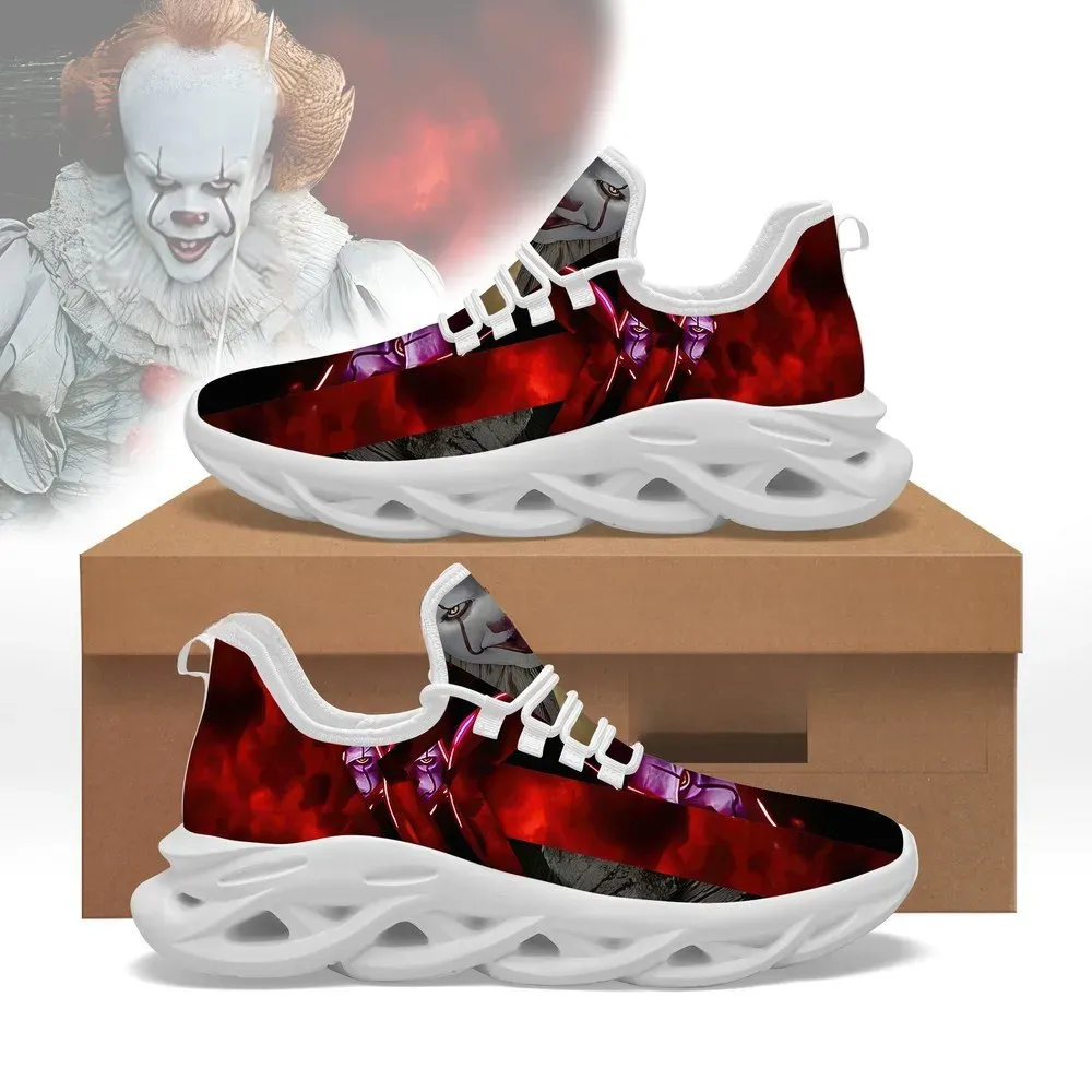 IT Max Soul Shoes, Pennywise Clown Horror Movie Sneakers, Stephen King Halloween Lace-Up Trainers for Men and Women
