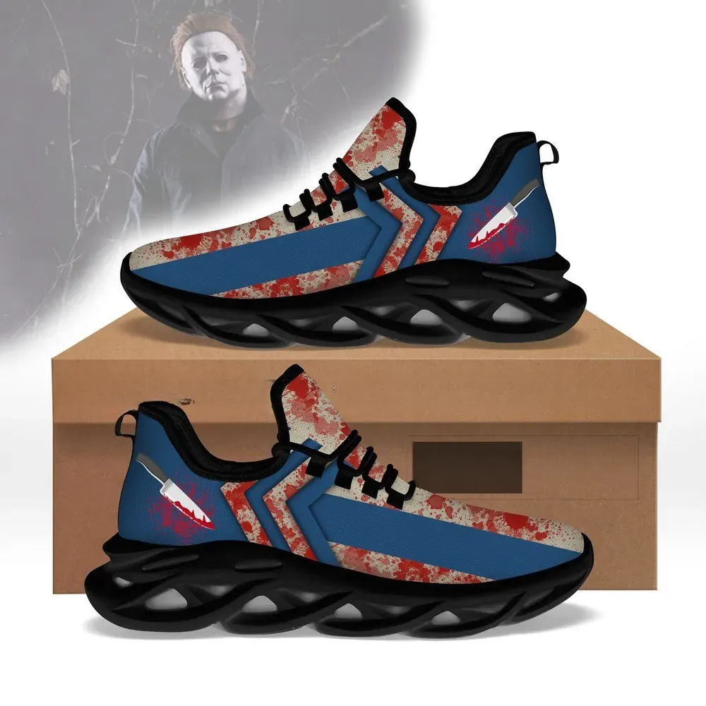 Michael Myers Max Soul Shoes, Halloween Horror Movie Sneakers, Blood Splatter Slasher Lace-Up Running Shoes, Spooky Season Gift