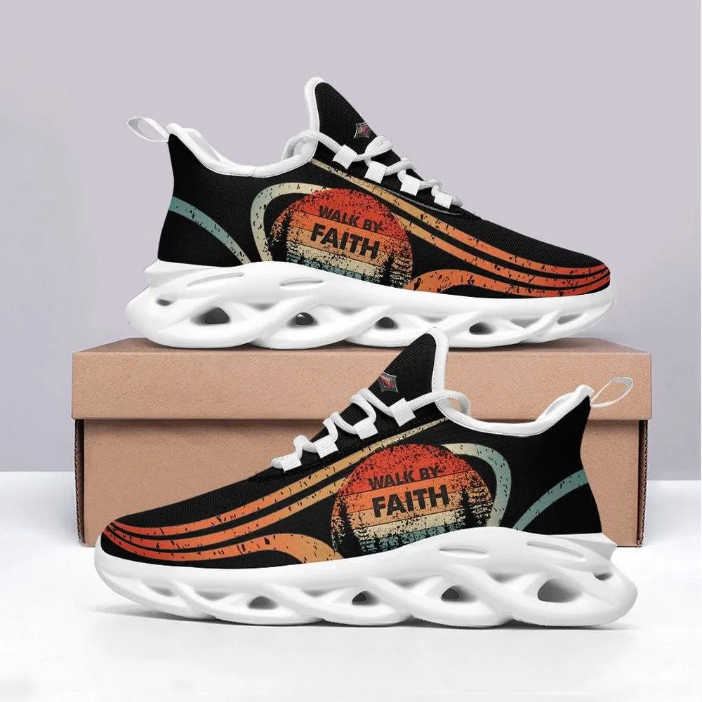 Jesus Christ Walk By Faith Christian Max Soul Shoes, Retro Sunset Sneakers, Vintage Church Footwear Gift for Men and Women
