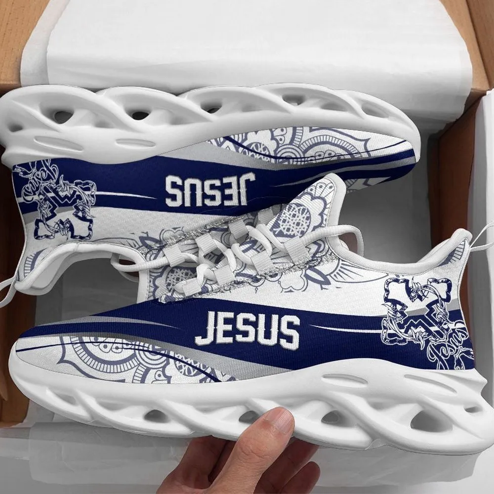 Jesus Purple Christian Max Soul Shoes, White Mandala Floral Sneakers, Thorn Wrapped Cross Heel Print, Church Trainers for Men, Women