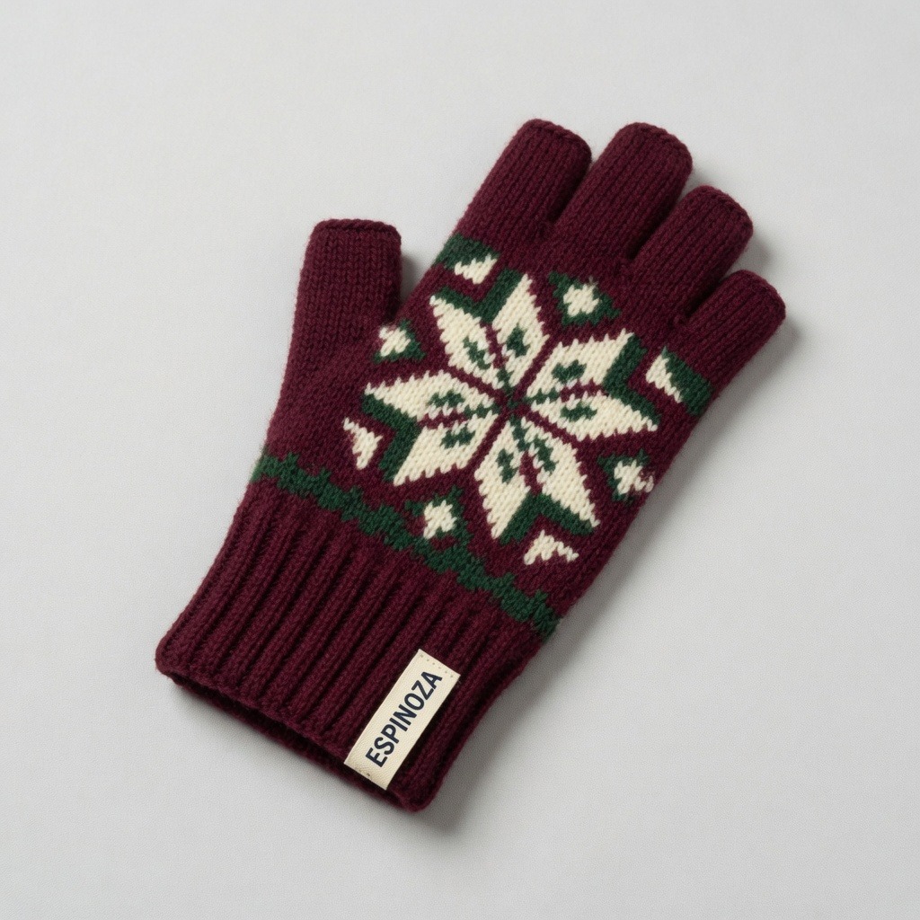 Snowflake Mittens — Burgundy